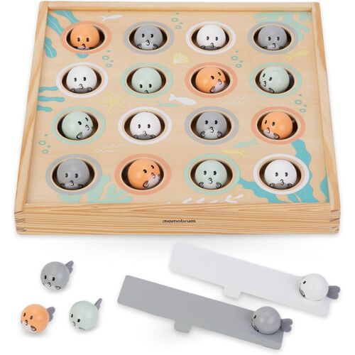KAL-, Flying Fish - Jouet En Bois, Plateforme En Bois Avec De Nombreux Trous, 2 Catapultes, 16 Petits Poissons, Jouet Écologique, Pour Les Enfants De 3 Ans Et Plus, Jeu De Pêche Montessori
