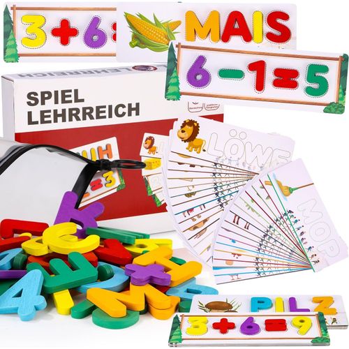 Kal-Jouet Enfant 3-8 Ans, Jeux Educatif D'orthographe,2 In 1 Montessori Apprenez À Lire Les Lettres Et L'arithmétique, Apprendre A Lire Jeux De Societe 3-8 Ans Jouet Garcon Lettre Scrabble Classique