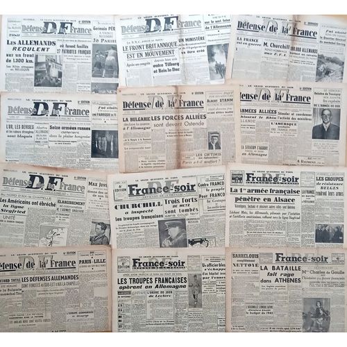 Lot 12 Vieux Journaux Résistance Authentiques Et Complets Défense De La France (France-Soir) 1944