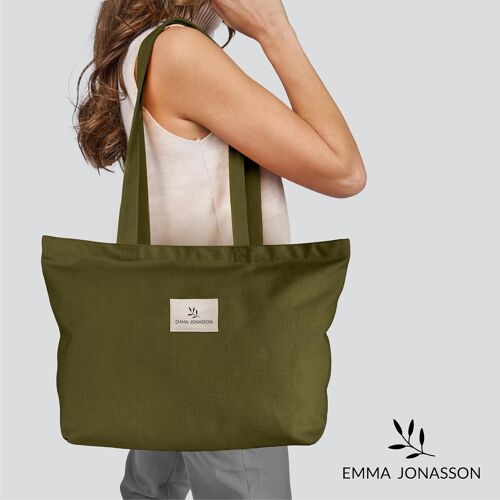 tote bag femme avec Fermeture éclair et Poche intérieure - sac cabas femme et Sac fourre tout femme A4 Grand Capacité - sac fourre tout femme, Aesthetic Sac a Main Femme Coton