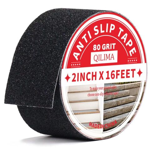 KAL-Ruban Antidérapant, Bandes Antidérapantes Avec Ruban Adhésif Antidérapant Pour Escaliers, Marches, Revêtements De Sol, Ruban Antidérapant Solide, Autocollant, (5Cm X 5M, Noir)