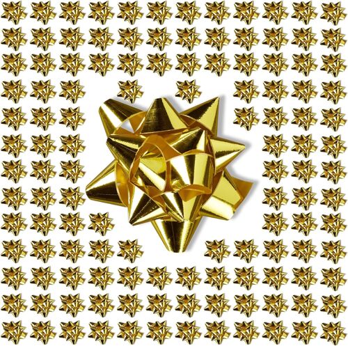 KAL-N?uds Cadeaux En Lot De 200, Autocollants, Ruban D'Emballage Pour Cadeau, Anniversaire, Noël, Dorés