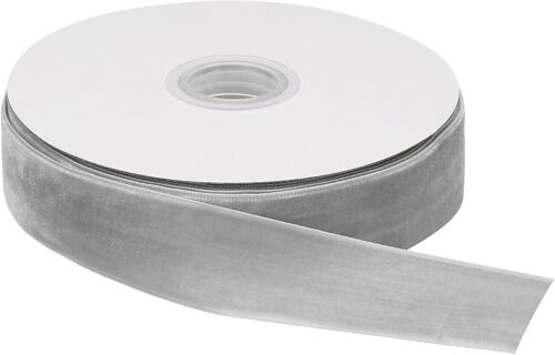 KAL-Ruban De Velours 2Cm X 13M, 3/4 Pouce X 15 Yard Simple Visage Bobine Soyeux Pour Noël Diy Artisanat Cadeau Emballage Noeud Décoration Clair Gris