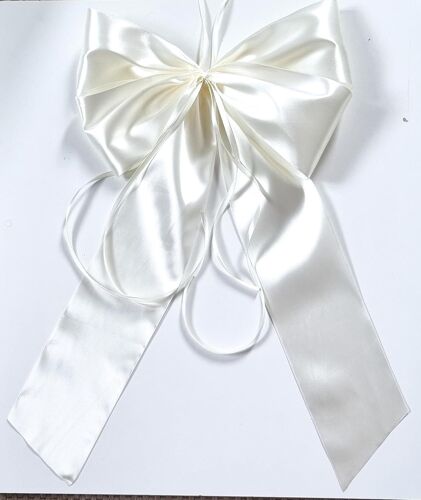 KAL-30 X 50 Cm - Grand Noeud Prêt À L'Emploi Sans Bricolage - Noeud En Satin - Pour Anniversaire, Noël, Rentrée Scolaire, Noël, Mariage, Double Noeud (Crème)