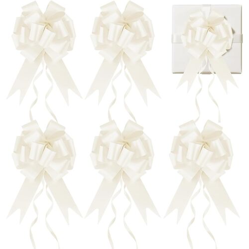 KAL-Prampe 30 Pièces Noeud Voiture Mariage Beige, Noeuds Automatiques Et À Tirer En Ruban Pour Diverses Célébrations, Anniversaires, Fêtes