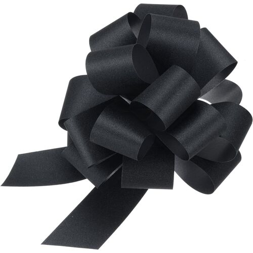 KAL-5Pcs 6 Pouces Grand Noeud À Tirer Pailleté Ruban Noir Pour Emballage Cadeau Paniers De Mariage Présents Fête De Noël