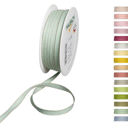 Kal-Ruban Décoratif Avec Bords En Lin - Largeur : 7 Mm - Longueur : 30 M - Ruban Cadeau À Décorer Ou À Faire Soi-Même - Couleur : Menthe/Lin