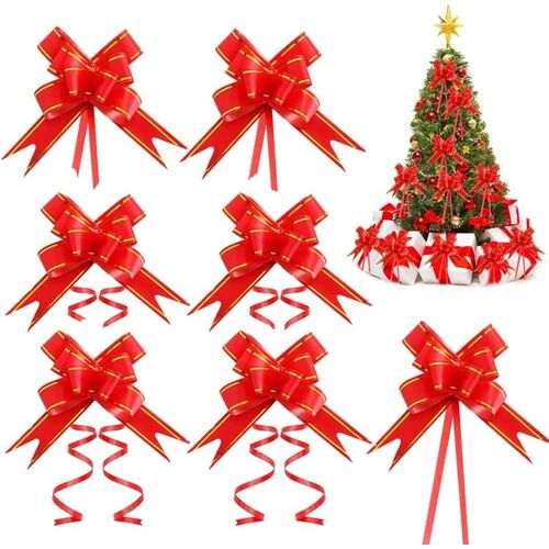 KAL-N?uds De Noël En Ruban, 20 Pcs Noeud À Tirer En Ruban, Noeuds Et Rubans Décoratifs, Noeuds D'Emballage Cadeau, Pour Les Fêtes, Mariages, Anniversaire(Rouge)