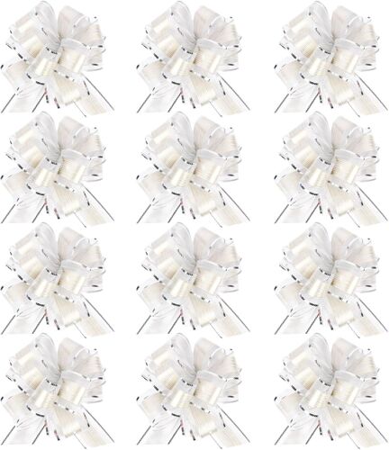 KAL-Grand Noeud Cadeau, 12 Pcs Gros Noeud Cadeau, Diamètre 16 Cm, Avec Ruban Cadeaux, Grand Noeuds Décoratifs, Decoration Voiture Mariage, Décoration Cadeau, Pour Fêtes, Mariage, Anniversaire, Noël