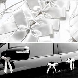 10 Nœuds Doubles En Satin Beige - Pour Décoration Mariage (voiture, Cadeaux, Table), Sapin De Noël, Emballage Cadeaux - 7