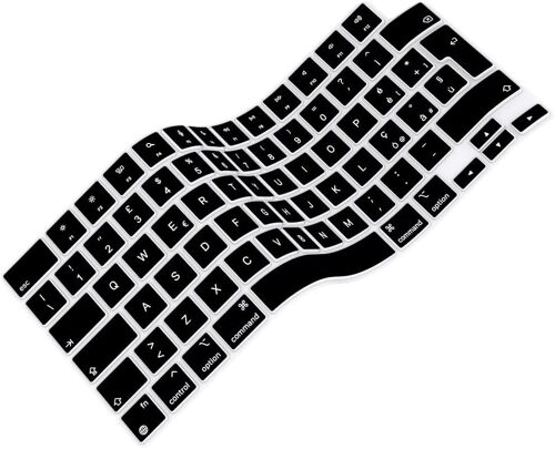 Protection de clavier ultra fine en silicone italien pour MacBook Air 2023 2022 15,3"" 13,6"" avec puce M2 (modèle : A2681) Accessoires de protection souples UE/UK (noir italien)
