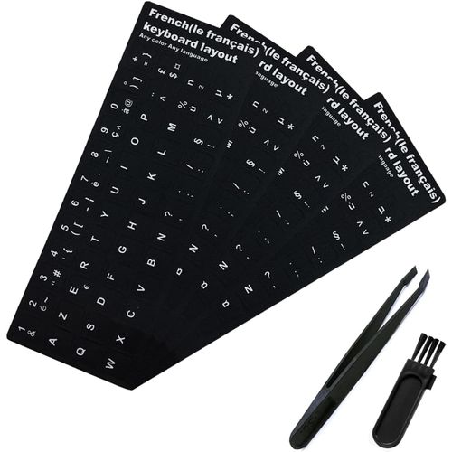 Autocollants Clavier, Autocollant Clavier en Français, Autocollants de Remplacement de Lettres de Clavier Français, pour avec n'importe Quel Clavier Standard, Ordinateur Portable, 6pcs