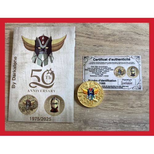 Pièce De Monnaie 50ans Anniversaire Gold Collection Figurine Goldorak Goldrake Actarus Grendizer Paris Or Avec Certificat D’Authenticité Numéroté