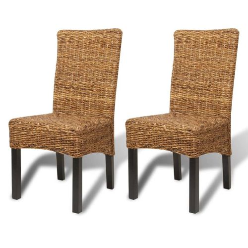 Lot De 2 Chaises De Salle À Manger Cuisine Design Moderne Bois Solide De Manguier Et Abaca Cds020292