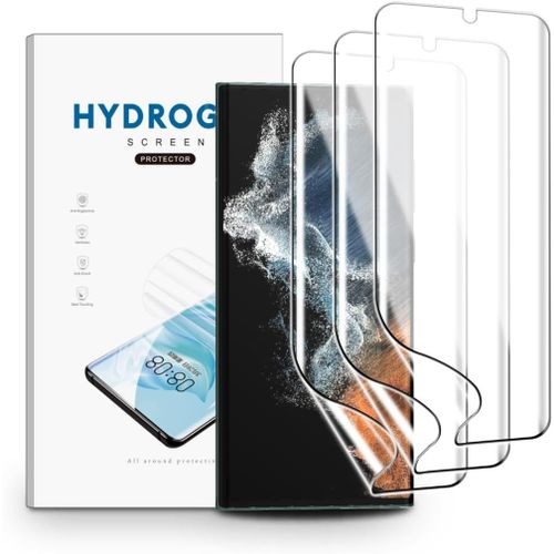CAUC-Films de Protection d'écran pour Samsung Galaxy S22 Ultra, 3 Pièces Film Hydrogel Transparent HD Souple en TPU Film de Protection d'écran Anti-traces de Doigts