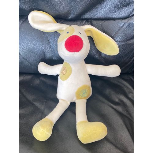 PELUCHE CHIEN SUCRE D'ORGE COCARD VERT BLANC ET ROUGE SPIRALES 26 CM