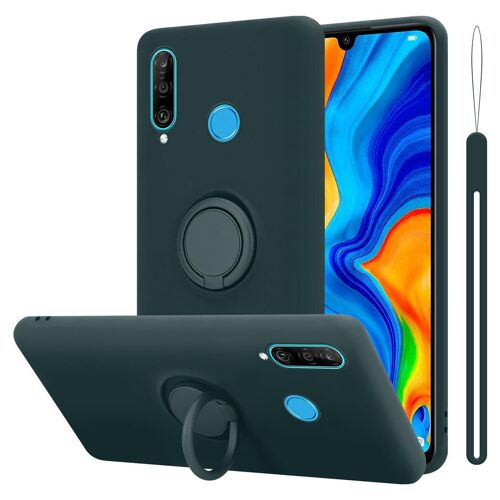 Cadorabo Housse compatible avec Huawei P30 LITE en LIQUID GREEN - Étui de protection en silicone TPU flexible avec anneau