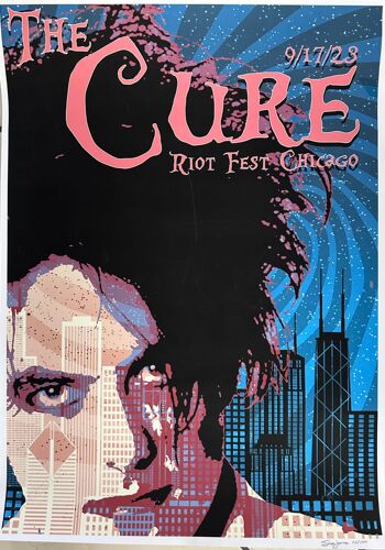The Cure - Chicago 2023 - Signed By Scott James / Numbered Taille : 42x57cm - Affiche - Envoie Roulé