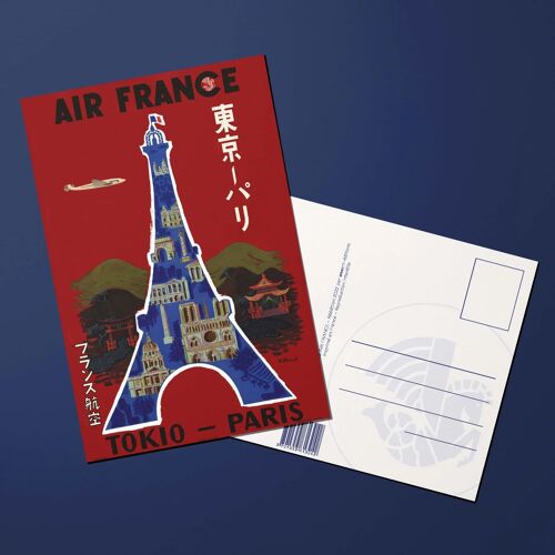 Air France - Tokio Paris / Tour Eiffel - Taille : 10x15cm - Carte Postale