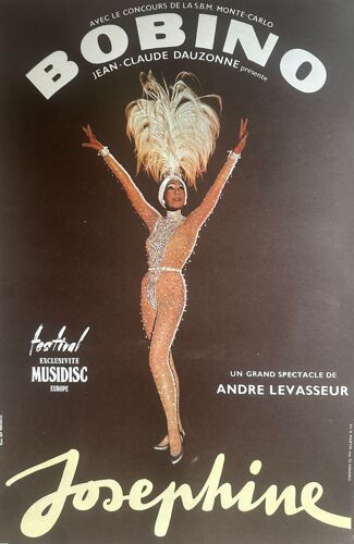 Josephine Baker - 1975 - Jean-Claude Dauzonne - Bobino Taille : 38x58cm - Affiche - Envoie Roulé