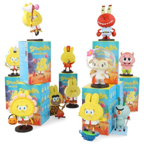 The Monsters X Spongebob (Bob L'éponge) Blind Pop Labubu - Mini Figurine Pop Mart Spongebob