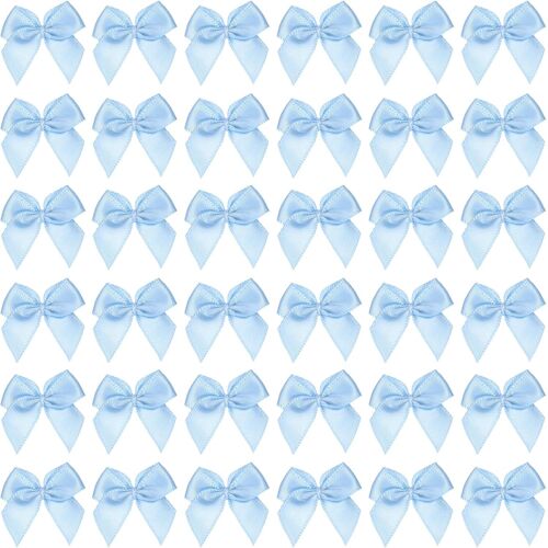 Kal-1 Pouce Mini Noeud En Ruban 100 Pièces Noeuds En Ruban De Satin En Tissu Appliques Pour Bricolage Couture Décoration De Mariage Fête, Bleu Foncé