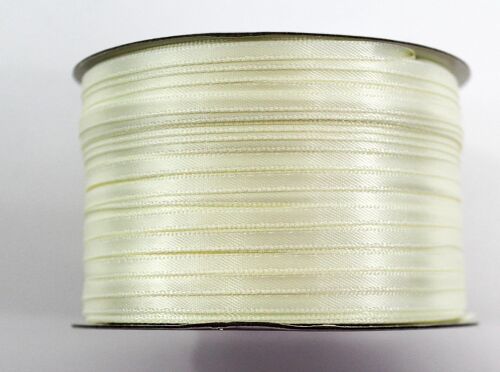 Kal-Rouleau De 200 M, 3 Mm, Double Face, Brillant, Double Face, Ruban En Satin Brillant, Ruban Cadeau, Ruban Décoratif, Mariage, Noël (Crème)