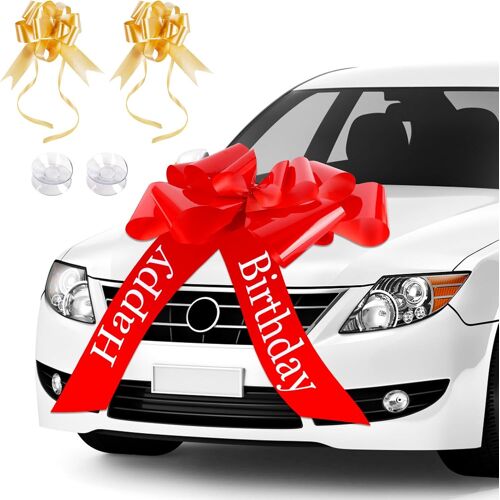 Kal-Gros Noeud Cadeau De Voiture 58cm, Grands Noeud Rouge Cadeau Happy Birthday, Gros Noeuds Cadeau Anniversaire Décoration Réutilisable Ruban Cadeau Noeuds Cadeaux Pour Mariage, Voiture, Vélo, Noël