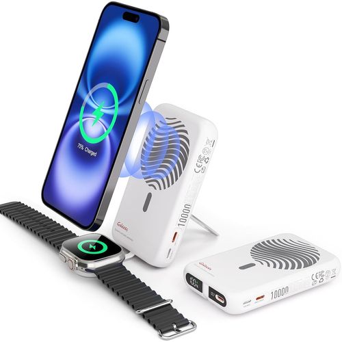 10000mah Batterie Externe Magnétique Sans Fil,4-In-1 Power Bank Pour Magsafe, Qc3.0+Pd 20w Charge Rapide Chargeur Externe Portable Avec Écran Lcd Pour Iphone 16/15/14/13/12,Apple Watch (Noir)