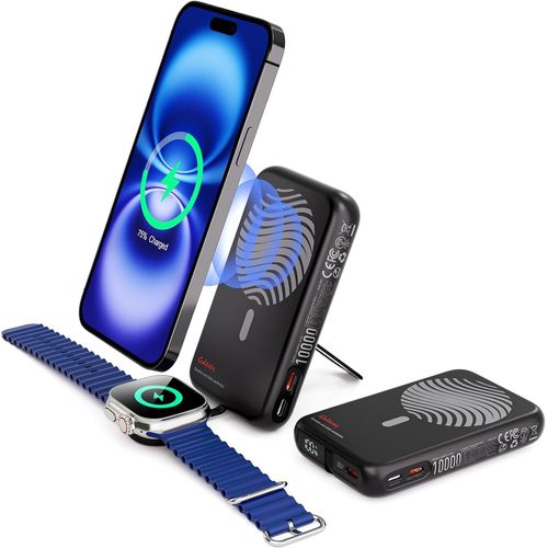 Wwp-10000mah Batterie Externe Magnétique Sans Fil,4-In-1 Power Bank Pour Magsafe, Qc3.0+Pd 20w Charge Rapide Chargeur Externe Portable Avec Écran Lcd Pour Iphone 16/15/14/13/12,Apple Watch,Blanc