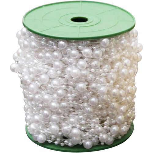 Kal-Ruban Perles De 60 Mètres, Chaîne Perles Avec Ligne Pêche, Collier Perles, Guirlande Perles Artisanales Bricolage, Pour Mariage, Bouquet Mariée, Décoration Fête