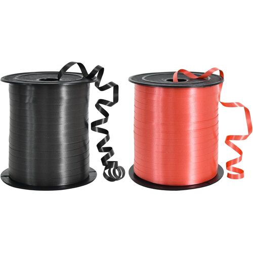 KAL-Ruban À Friser Pour Ballons, Décoration D'Art Et D'Artisanat, Emballage De Cadeaux, Rubans Et Noeuds Pour Noël, Nouvel An, Anniversaire, Remise De Diplôme (Noir Et Rouge)