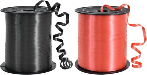 KAL-Ruban À Friser Pour Ballons, Décoration D'Art Et D'Artisanat, Emballage De Cadeaux, Rubans Et Noeuds Pour Noël, Nouvel An, Anniversaire, Remise De Diplôme (Noir Et Rouge)