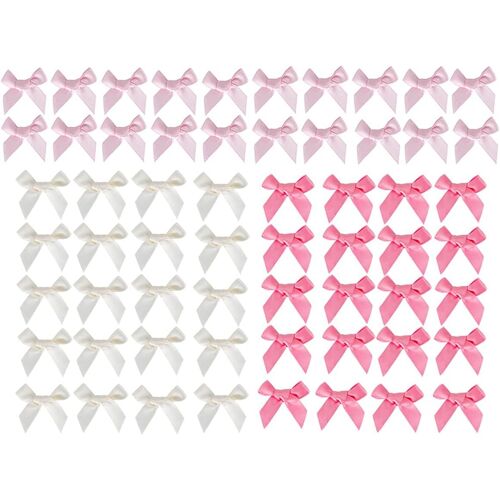 Kal-60pcs Noeuds En Ruban De Satin, Noeud Papillon Rose Pour L'emballage De Cadeau De Fête D'anniversaire De Mariage, Fournitures D'artisanat Décoration D'emballage De Cadeau