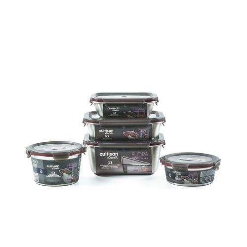 Cuitisan | Pack De 5 Boites Alimentaires En Inox Compatible Au Micro-Ondes | 580, 640, 920, 1100 Et 1800ml