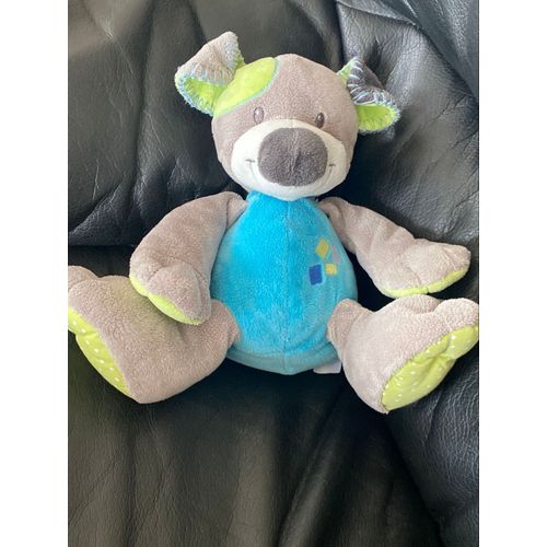 DOU KIDOU DOUDOU CHIEN GRIS VERT BLEU 25 cm DOUKIDOU 