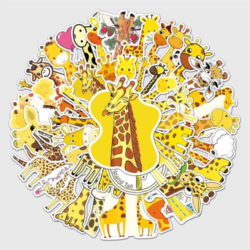 Lot de 50 autocollants girafe pour voiture,ordinateur portable,téléphone,guitare,skateboard,moto,vélo,girafe,en vinyle,imperméable,esthétique,pour adolescents,enfants,adultes