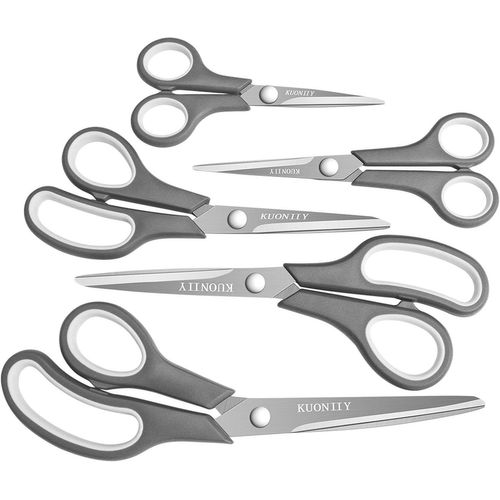 Teppd-Ciseaux,Lame Ultra-Tranchante, Manche Douce Et Confortable, Ciseaux À Multi-Usages, Lot De 5 Paires, Noirs