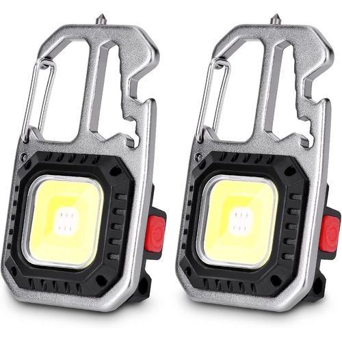 DOOL-Lot De 2 Mini Lampe De Poche Led 800 Lumens,Lampe De Travail Portable,Porte-Clés 7 Modes Usb Rechargeables D'Inspection Avec Tournevis Pour Urgence/Réparation/Camping