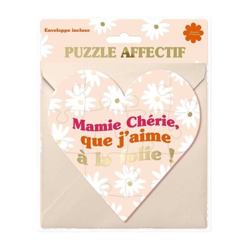 CARTE PUZZLE CUR MESSAGE MAMIE CHÉRIE 14CM