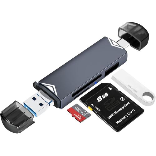 TIANYI-Lecteur Carte SD 3 en 1, Adaptateur Triple Port USB (A/C/Micro) pour MMC/TF/SDXC/SDHC/Micro SDXC, Compatibile vers iPhone 16/15, iPad Pro, Galaxy S24/S23, MacBook, PC et Tablet