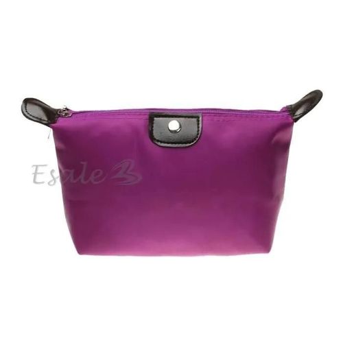 Trousse de Maquillage - VIOLET - Tissu Oxford - 26x15.5x1 cm - Usage Professionnel et Personnel