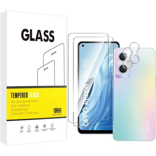 SJZG-Dision [2 Pièces] Protecteur D'Écran Compatible Avec Oppo Reno8 Lite 5G + [2 Pièces] Protecteur D'Objectif De Caméra [Installation Facile,Hd Clear,Technologie De Défense Multiple] Verre Trempé