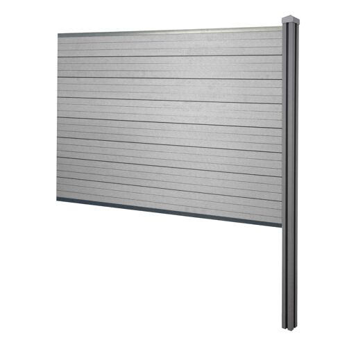 Pare-Vue Wpc Sarthe, Clôture Pare-Vent, Poteaux Wpc À Sceller   Élément D'extension, 188cm Gris