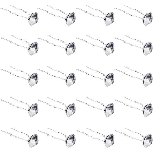 Gjhgf-20 Pack (Transparent) Épingles À Cheveux En Strass Pinces À Cheveux En Cristal Pour Mariée Mariage Femmes Accessoires De Bijoux De Cheveux, Avec Récipient Transparent 