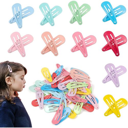 Caypp-50pc Barettes Cheveux Fille,Barettes Cheveux Fille Bebe En Métal Accessoires,Barette Pince Cheveux Enfant,Colorées Barettes Cheveux Femme En Couleur Snap Barettes Bb Mini Épingles À Cheveux 