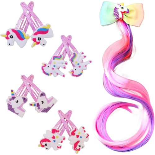 Kalanka-Lot De 8 Barrettes À Cheveux Licorne + Dégradé De Couleur - Perruque Licorne - Épingle À Cheveux Pour Fille - Cadeau Pour Enfants, Fête, Anniversaire, Décoration Licorne Pour Enfants 
