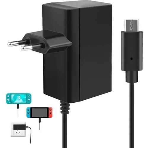 Chargeur pour Nintendo Switch/ Switch Lite , charge rapide Adaptateur secteur Mode de support TV et contrôleur Dock&Pro (Noir)