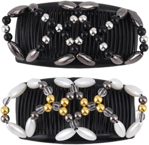 Kal-2 Pièces Peignes À Cheveux Élastiques Perlés, Peigne Cheveux, Peignes À Cheveux Décoratifs, Peigne À Cheveux Pour Femmes Et Filles, Bricolage De Coiffure Pour Le Quotidien