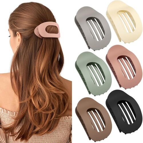 Kal-6 Pièces Pince Cheveux Femme, Pinces À Cheveux Antidérapantes,Pinces Cheveux Mat,Pince Cheveux Femme Plate, Pour Cheveux Longs Epais Et Bouclés 